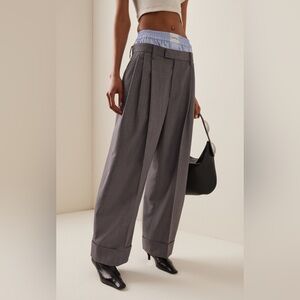 NWT Alexander Wang Bilayer Tailored Trousers with Exposed Boxer Pants 0